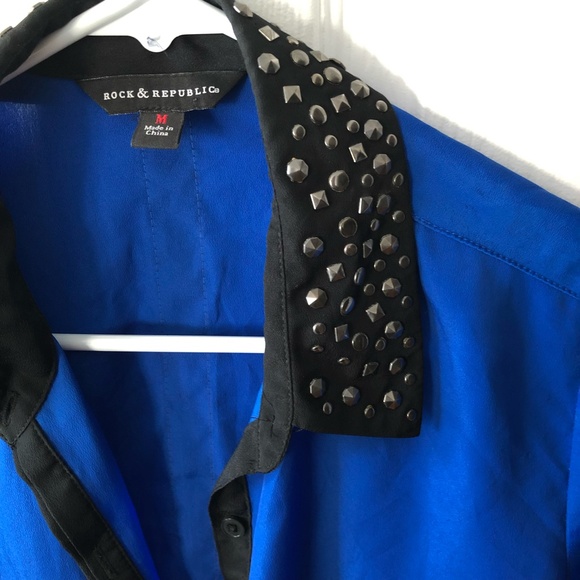 Rock & Republic Studded Collar Button Down Blouse - Picture 2 of 7